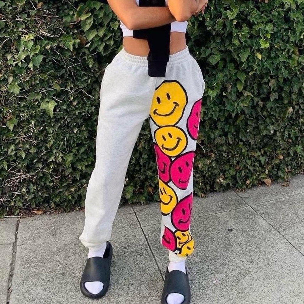 Custom made smiley sweatpants (self made)